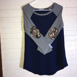 a.gain Baseball Style Tee Glitter Elbow Patches